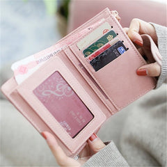 Zipper buckle 2 fold clutch light pink