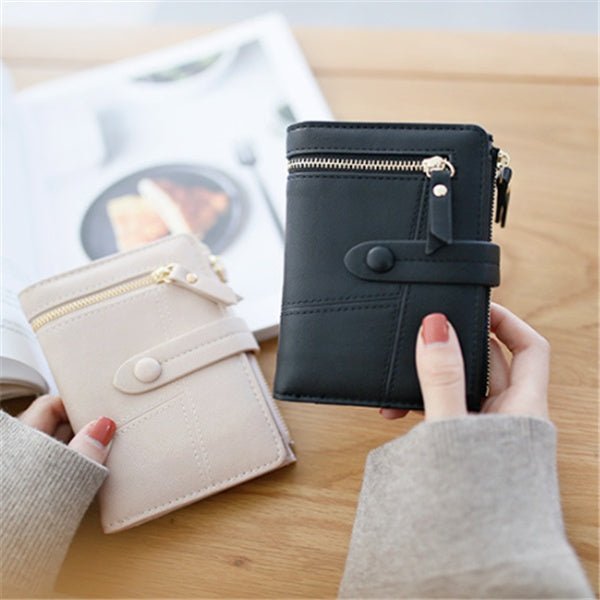 Zipper buckle 2 fold clutch black
