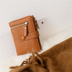 Zipper buckle 2 fold clutch Coffee
