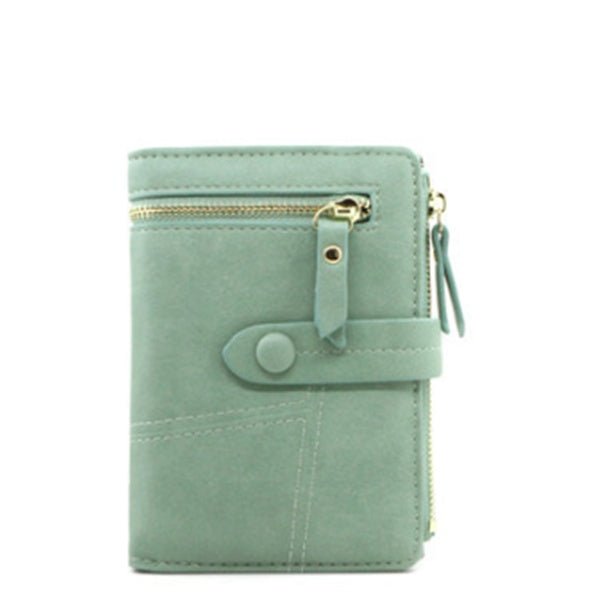 Zipper buckle 2 fold clutch Rice white
