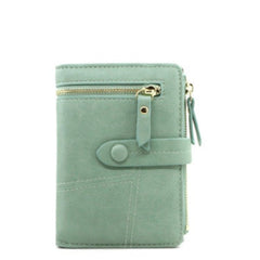 Zipper buckle 2 fold clutch Rice white
