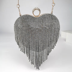 Women's Tassel Clutch - Inlaid Diamond Handbag for Elegant Style