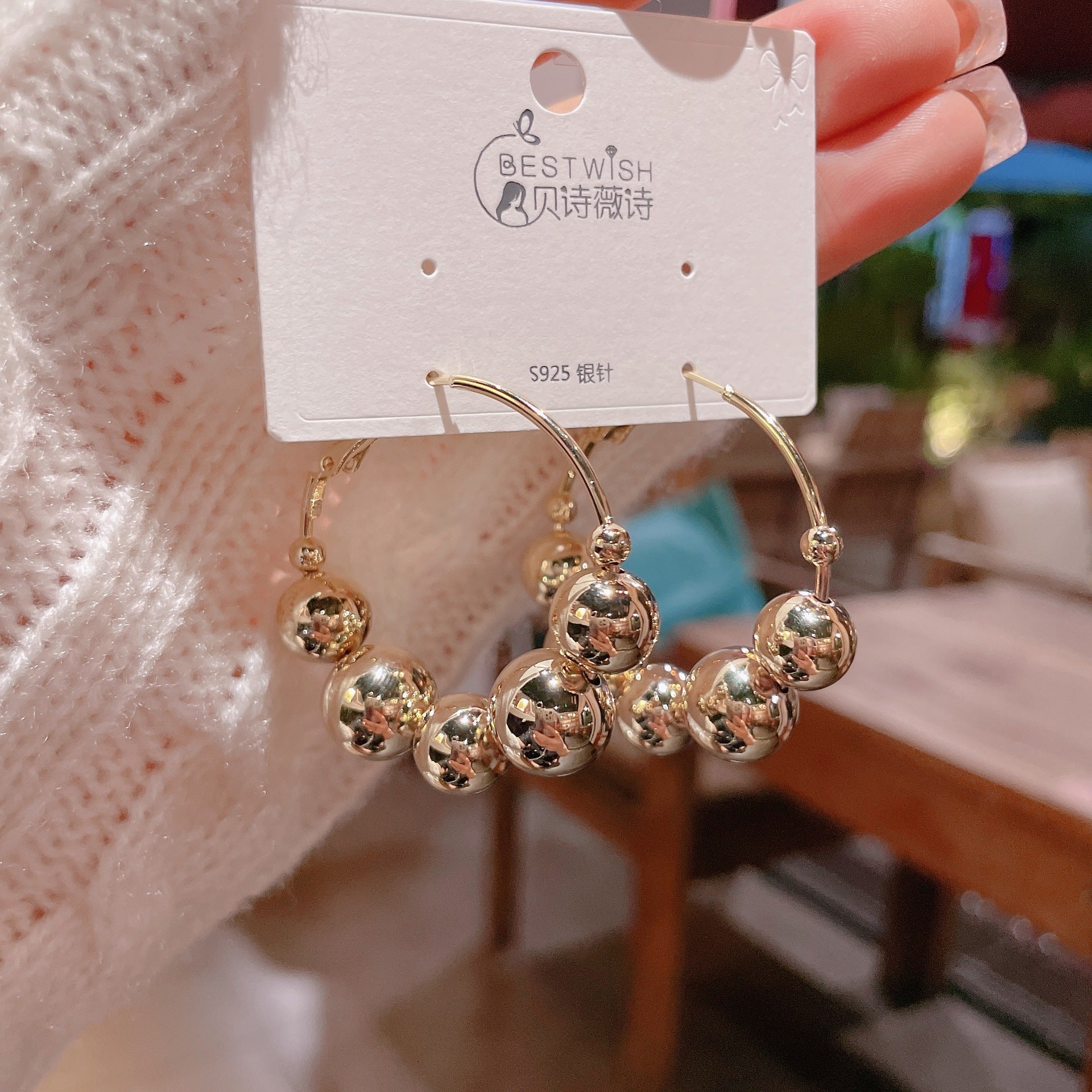 Cold Design Round Ball Earrings - Exaggerated Sense Of Women Gold