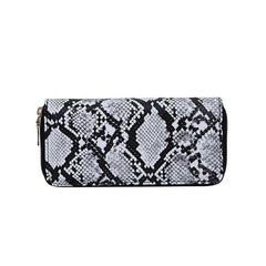 Snake print zipper clutch