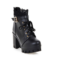 Lace-up Square Heeled Shoes