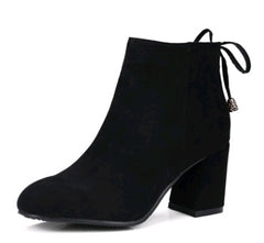 Suede Square Toe European & American Style Short Boots for Women