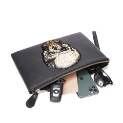 Ghost Head Clutch Men's Fashion Leather Clutch Bag