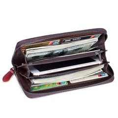 Long Handmade Leather Women's Multi-Card Pocket Clutch Wallet