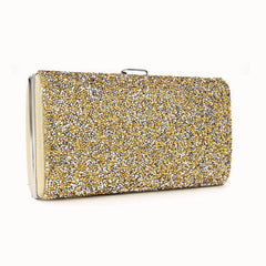 Women's Bright Face Clutch With Diamond Chain