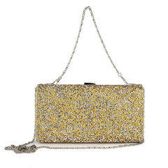 Women's Bright Face Clutch With Diamond Chain