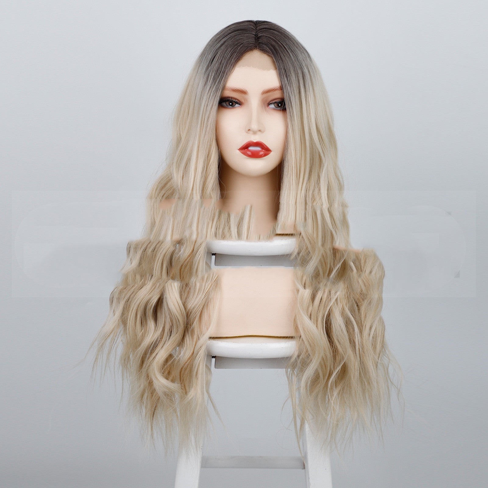 Water Ripple Wig Headgear with Fluffy Bangs R4/60#