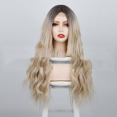 Water Ripple Wig Headgear with Fluffy Bangs R4/60#