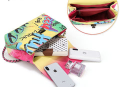 Ladies' Graffiti Clutch Bag - Colorful Painted Handbag