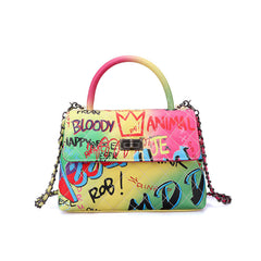 Ladies' Graffiti Clutch Bag - Colorful Painted Handbag