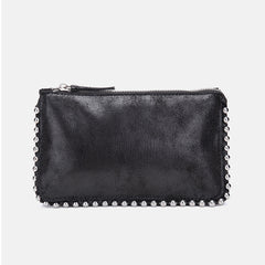 Beaded Black Clutch: Stylish Small Square Wallet for Ladies