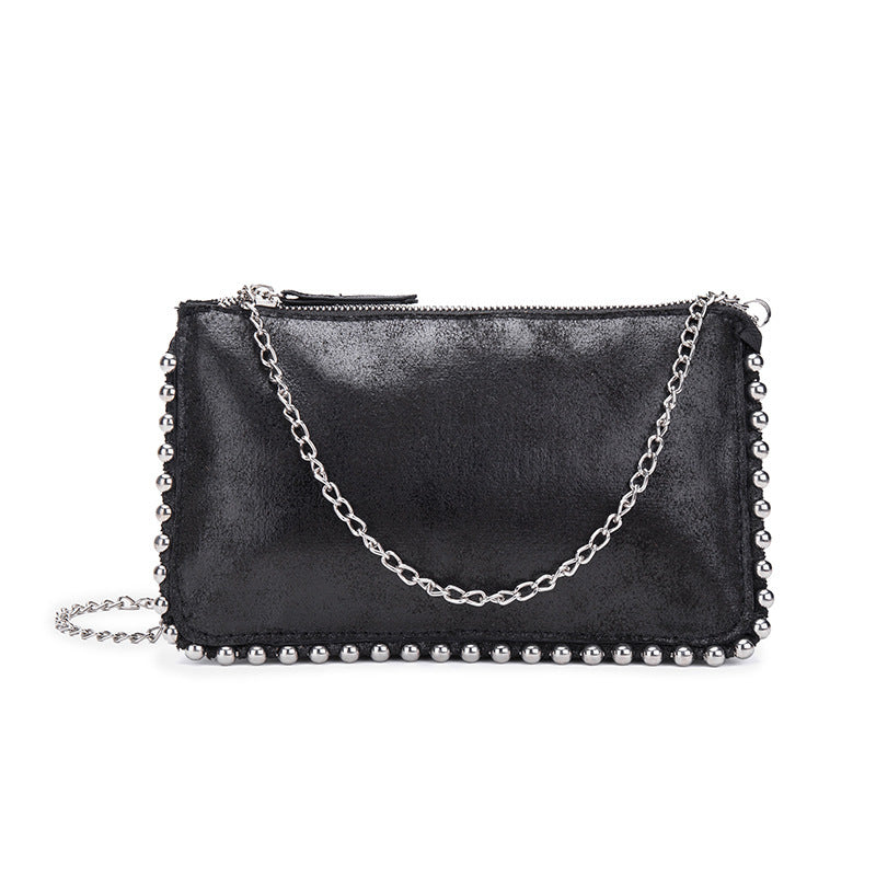 Beaded Black Clutch: Stylish Small Square Wallet for Ladies