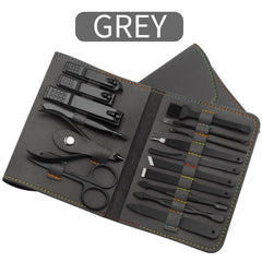 16pcs Nail Clipper Cutter Trimmer & Grooming Kit with Bag Grey