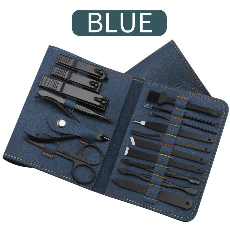 16pcs Nail Clipper Cutter Trimmer & Grooming Kit with Bag Dark blue