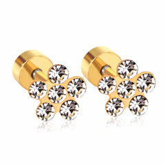 Stylish Women's Pork Belly Stud Earrings for Simple Fashion Gold Colored Diamond