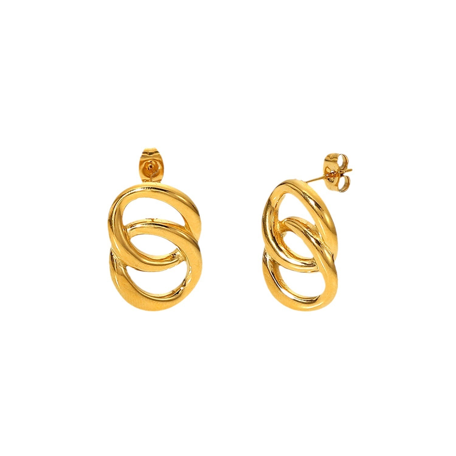 18K Gold - plated Stainless Steel Chain Earrings - Euro American Style JDE201923