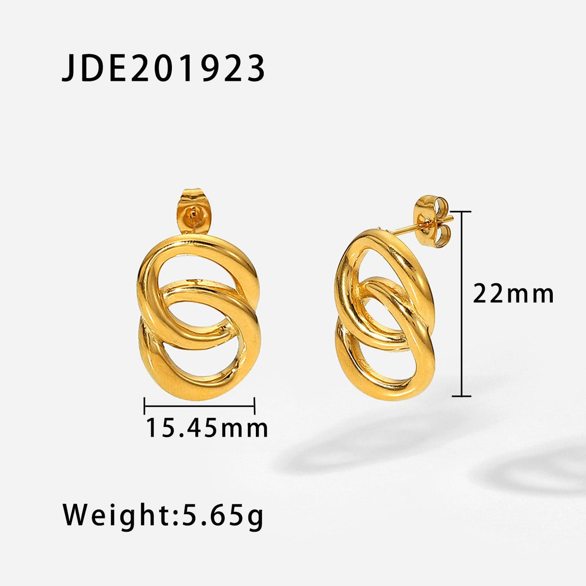 18K Gold - plated Stainless Steel Chain Earrings - Euro American Style JDE201923