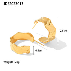 18K Gold - plated Stainless Steel Irregular Width INS Style Earring JDE2023013