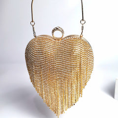Women's Tassel Clutch - Inlaid Diamond Handbag for Elegant Style
