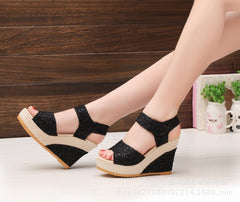 Spring & Summer Sexy Open-Toe Wedge Sandals – Black Women’s Sandals