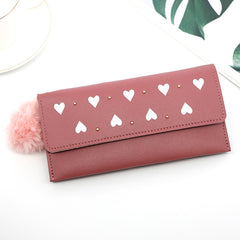 Ladies heart-shaped clutch Bag fur ball