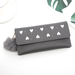 Ladies heart-shaped clutch Bag fur ball