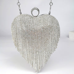 Women's Tassel Clutch - Inlaid Diamond Handbag for Elegant Style