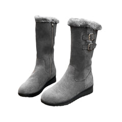 Fleece-lined Thick Mid-calf Martin Boots Wedge Heel