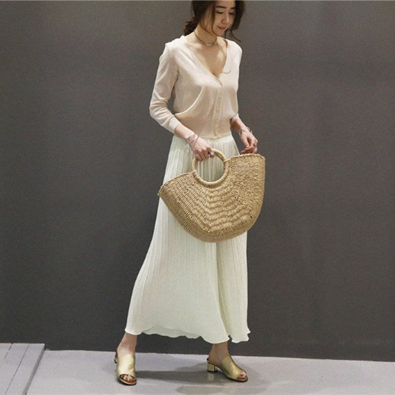 Straw Clutch Handbag for Summer Beach Vacation