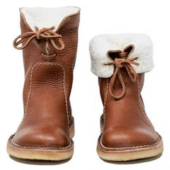 Women's Lace-Up Snow Boots – Winter Fur Plush Comfort and Style