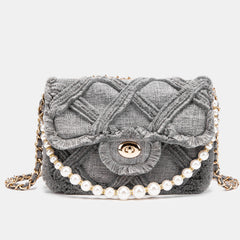 Lingge Pearl Clutch Messenger Bag