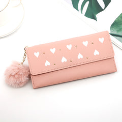 Ladies heart-shaped clutch Bag fur ball