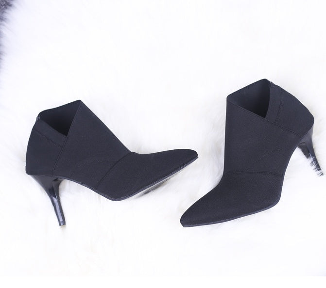 Women’s Slip-On Retro High Heel Ankle Boots