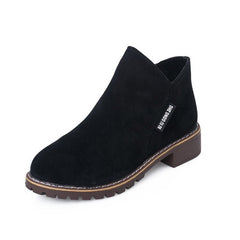 Women's Low Heel Cotton Winter Boots with Square Heel