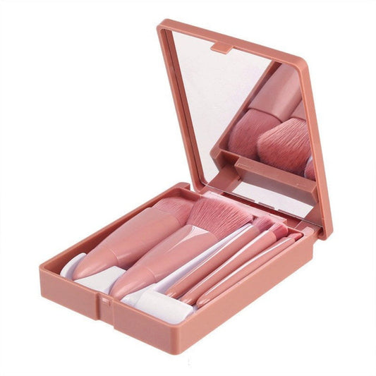 5 - Piece Makeup Brush Set: Eye Shadow, Foundation, Blush, Blending. Pink