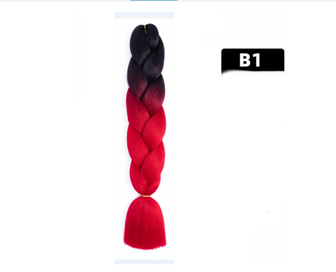 Gradient Silk Wig: Big Braid African Chemical Fiber High Temp B1