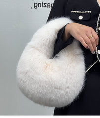 High-Grade Portable Fur Clutch Bag for Fall & Winter