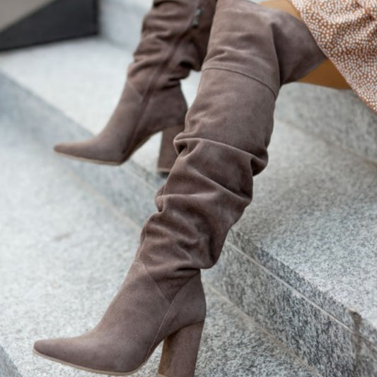 High Heel Pointed Toe Suede Women's Over-the-knee Boots