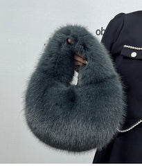 High-Grade Portable Fur Clutch Bag for Fall & Winter