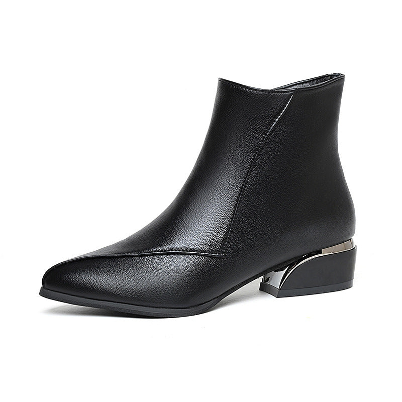 Women's British-Style Chunky Heel Martin Boots