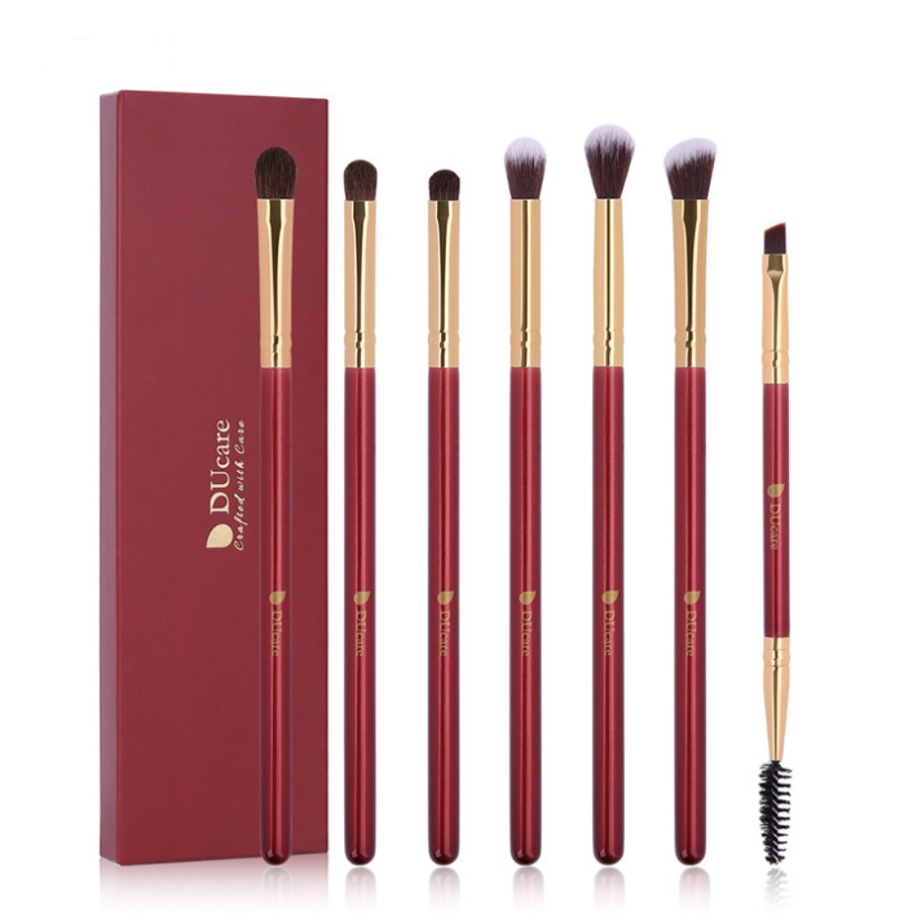 7 PCS Eye Makeup Brush Set: Essential Tools for Stunning Eyes Red