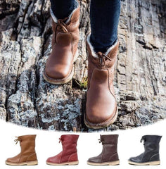 Women's Lace-Up Snow Boots – Winter Fur Plush Comfort and Style