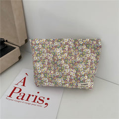 Small Literary Floral Makeup Storage Clutch