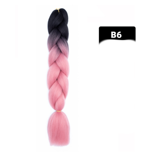 Color Big Braid African Chemical Fiber High Temperature Silk Wig Gradient