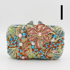 Women's Flower Color Rhinestone Hollow Clutch