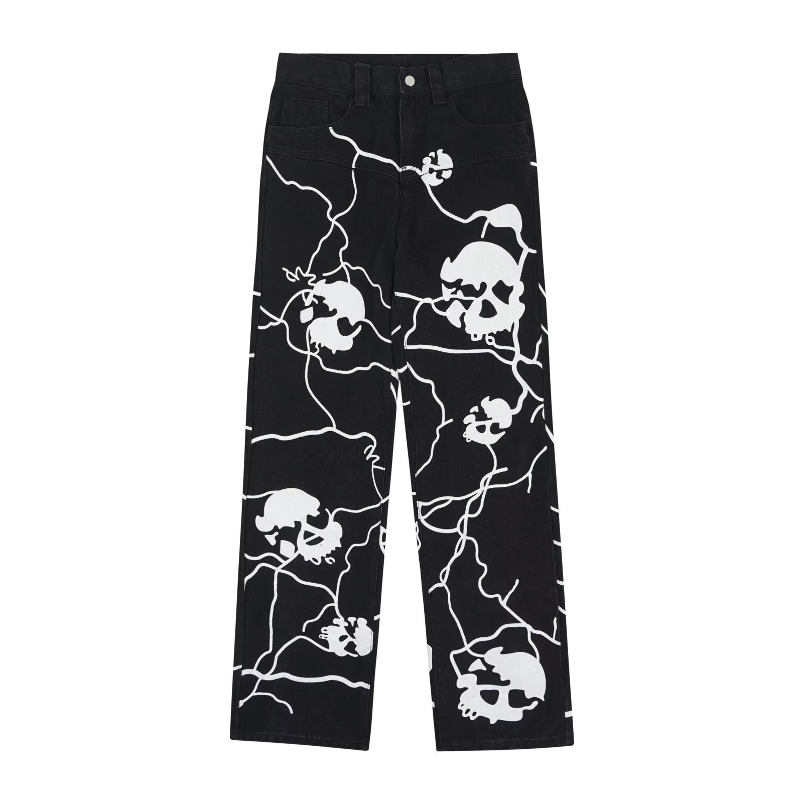 Lightning Skull Washed Vintage Jeans Blue